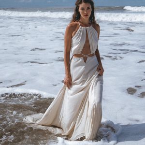 Off White Boho Wedding Dress Minimalist Summer Bridal