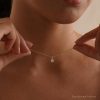 925 Sterling Silver Teardrop Diamond Necklace Single Pear