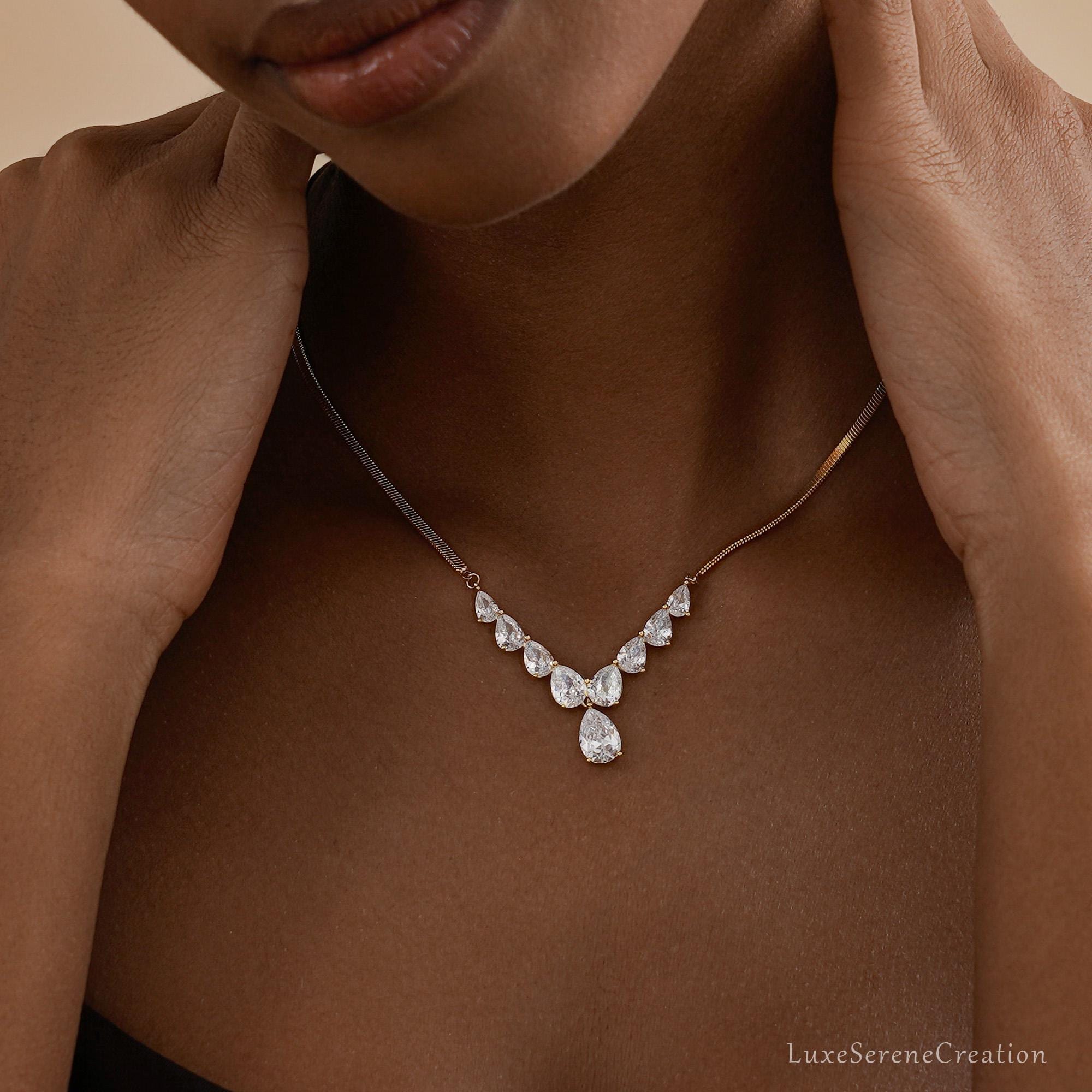 Classic Diamond Choker Necklace Crystal Bridal Statement Wedding Classic Diamond Choker Necklace Crystal Bridal Statement Wedding