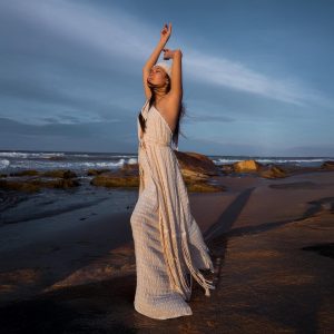 Maxi Top Boho Chic Open Back Cotton Fringe